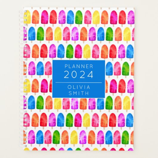 Farbiges Popsicle Ice Lololly Muster Planer (Vorderseite)