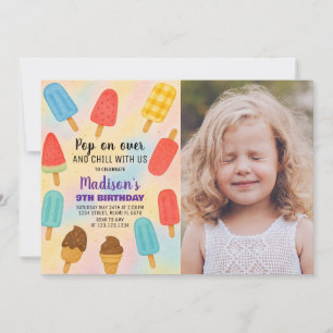 Farbiges Popsicle Party Geburtstagseinladung Einladung