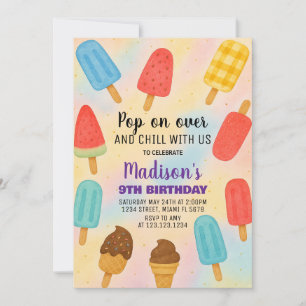 Farbiges Popsicle Party Geburtstagseinladung Einladung