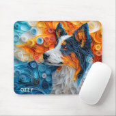 Farbiges Portrait australischer Schäferhund Mousepad (Mit Mouse)