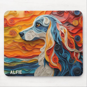 Farbiges Portrait des afghanischen Hundes Mousepad