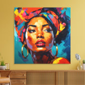 Farbiges Portrait einer schönen schwarzen Frau Leinwanddruck (Insitu (Wohnzimmer))