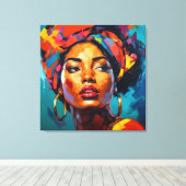 Farbiges Portrait einer schönen schwarzen Frau Leinwanddruck (Insitu (Holzboden))