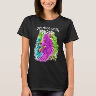 Farbiges Portrait Japanischer Spitz-Hund Vater Vat T-Shirt