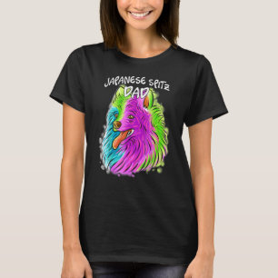 Farbiges Portrait Japanischer Spitz-Hund Vater Vat T-Shirt