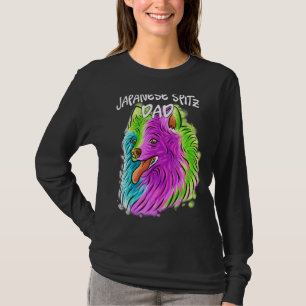Farbiges Portrait Japanischer Spitz-Hund Vater Vat T-Shirt
