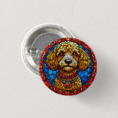 Farbiges Portrait von Hunden aus festem Glas Button (Vorne & Hinten)