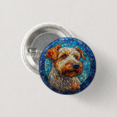 Farbiges Portrait von Hunden aus festem Glas Button (Vorne & Hinten)