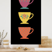 Farbiges Porzellan Set von Teebechern, Kaffee-Tass Poster (Küche)