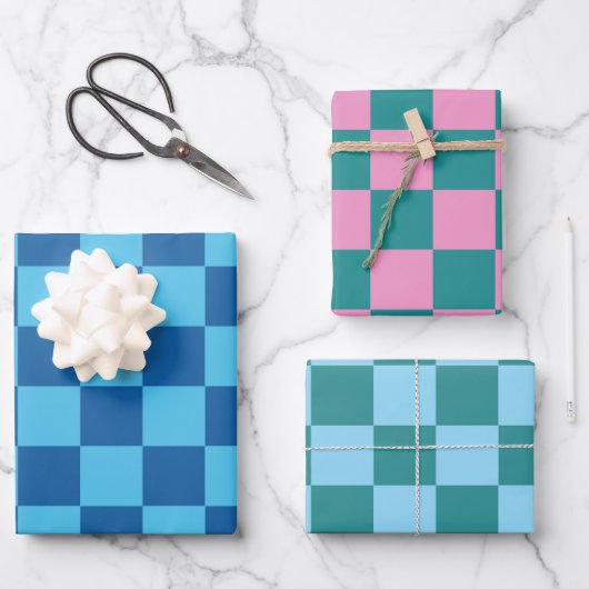Farbiges Prüfbrettmuster Geschenkpapier Set (Vorderseite)