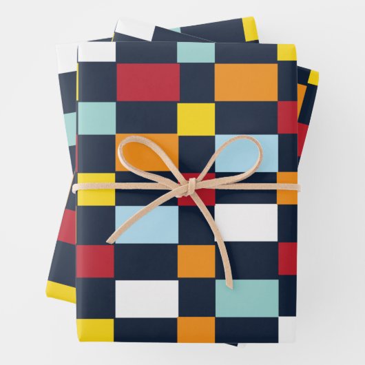 Farbiges Prüfbrettmuster Geschenkpapier Set (Beispiel)