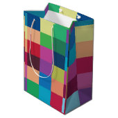 Farbiges Prüfbrettmuster Mittlere Geschenktüte (Rückseite Schrägansicht)