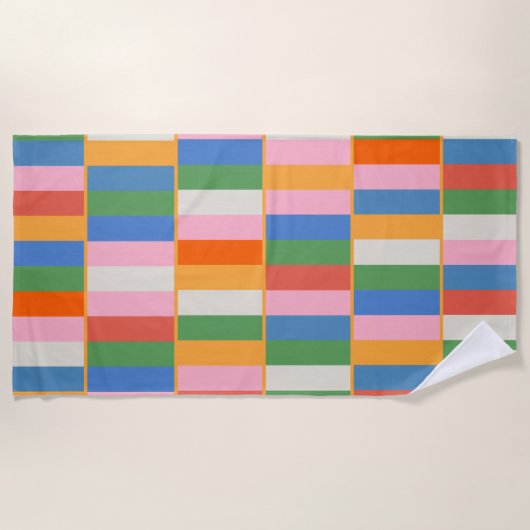 Farbiges Prüfmuster für lange Blöcke im Pop Strandtuch (Vorderseite)