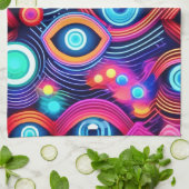 Farbiges Psychedelisches Augenmuster Geschirrtuch (Gefaltet)