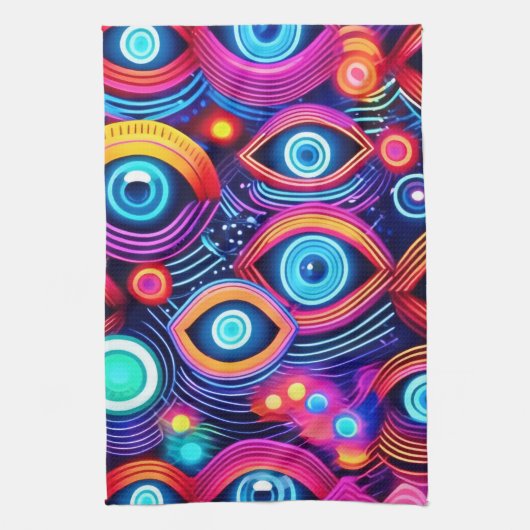 Farbiges Psychedelisches Augenmuster Geschirrtuch (Vertikal)