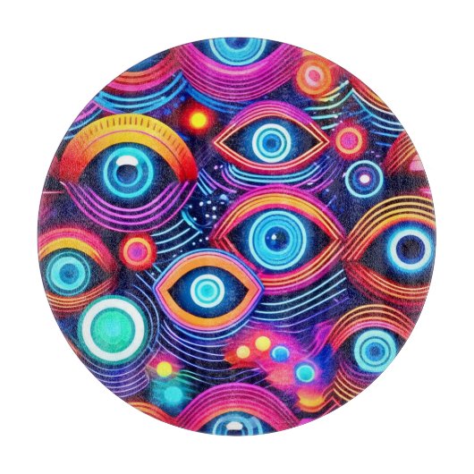 Farbiges Psychedelisches Augenmuster Schneidebrett (Vorderseite)