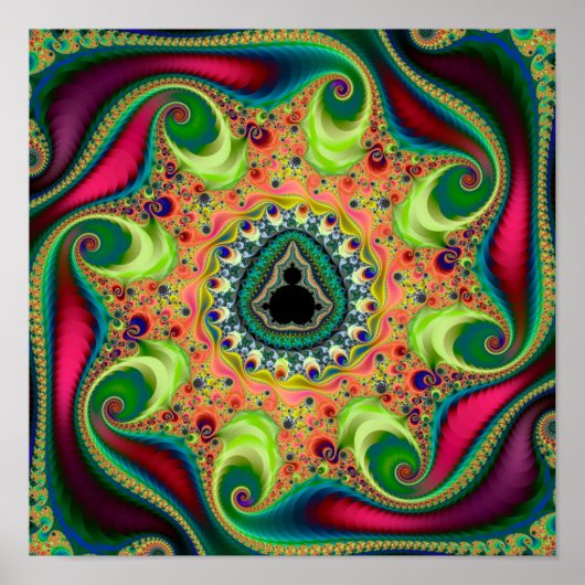 Farbiges psychedelisches Mandelbrot Set Fraktal Poster (Vorne)