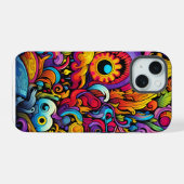 Farbiges psychedelisches Muster iPhone 15 Hülle (Rückseite (Horizontal))