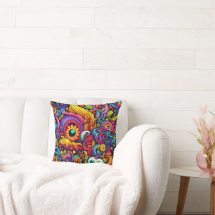 Farbiges psychedelisches Muster Kissen
