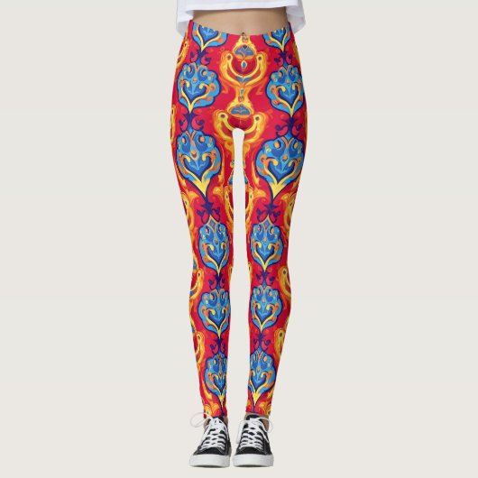 Farbiges psychedelisches Muster Leggings (Vorderseite)