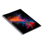 Farbiges Pulver in schwarzer Hintergrundfarbe, Notizblock (Rechte Seite)