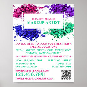 Farbiges Pulver, künstlerische Werbung für Makeup Poster