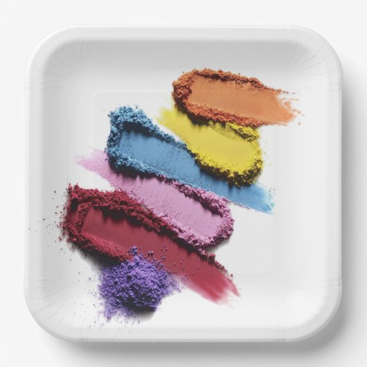 Farbiges Pulvermuster Makeup-Party Pappteller (Vorderseite)