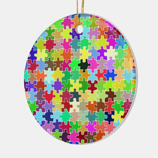Farbiges Puzzle-Muster Keramikornament (Links)