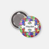 Farbiges Puzzle-Muster personalisiert Magnet (Vorderseite/Rückseite)