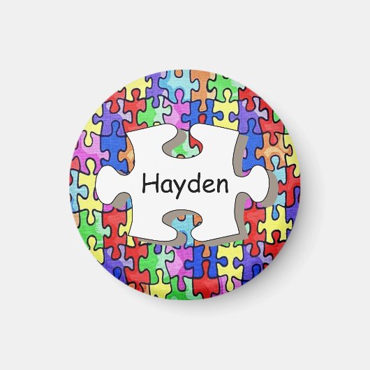 Farbiges Puzzle-Muster personalisiert Magnet (Vorne)