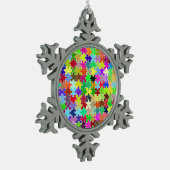 Farbiges Puzzle-Muster Schneeflocken Zinn-Ornament (Links)