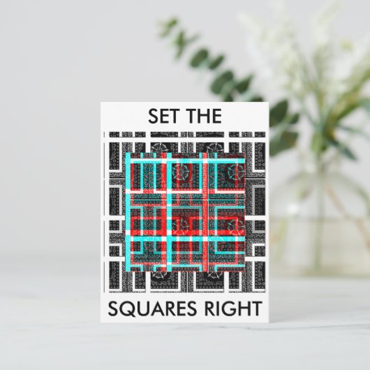 Farbiges Quadrat Gewand geometrisch karierte Fläch Postkarte (Stehend Vorderseite)