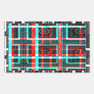 Farbiges Quadrat Gewand geometrisch karierte Fläch Rechteckiger Aufkleber