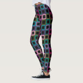 Farbiges quadratisches Blockgitter-Muster Leggings (Links)