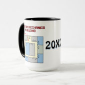 Farbiges Quantenmechanik-Gebäude Tasse (Vorderseite Links)