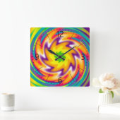 Farbiges Radialmuster Quadratische Wanduhr (Zuhause)