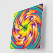 Farbiges Radialmuster Quadratische Wanduhr (Winkel)