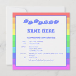 Farbiges Rainbow Blue Fun Kindergeburtstag Party Einladung