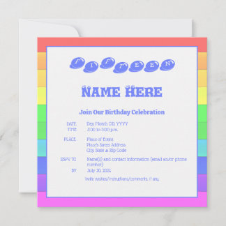 Farbiges Rainbow Blue Fun Kindergeburtstag Party Einladung