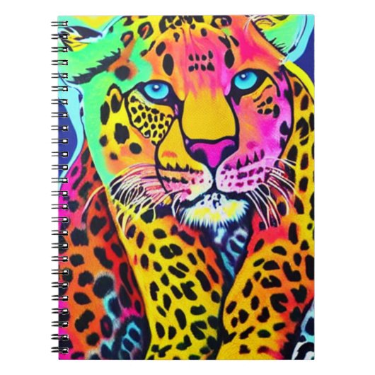Farbiges Rainbow-Leopard-Notebook Notizblock (Vorderseite)