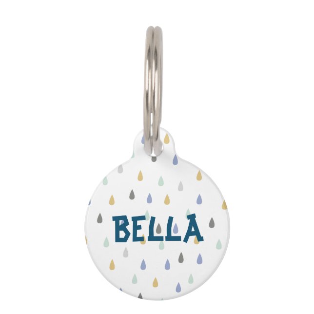 Farbiges Raindrop-Muster, anpassbarer Pet-Name Haustiermarke (Vorderseite)