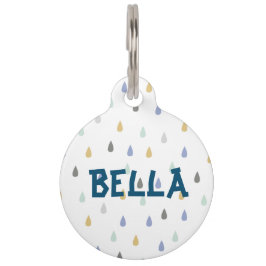 Farbiges Raindrop-Muster, anpassbarer Pet-Name Pe Haustiermarke