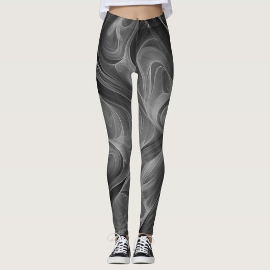 Farbiges Rauch in Schwarz und Weiß Leggings (Vorderseite)
