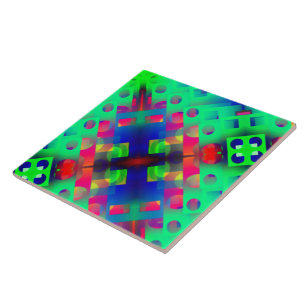 Farbiges Rechteck mit Loch, in der Mitte gesunken Fliese