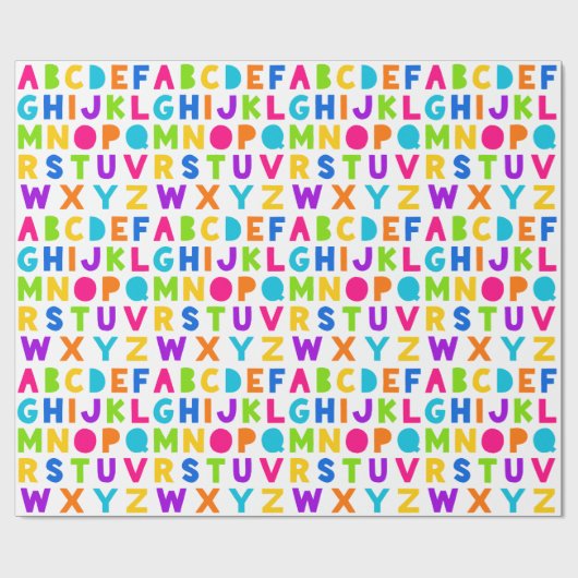 Farbiges Regenbogen ABC Alphabet Wrapping Paper Geschenkpapier (Flach)