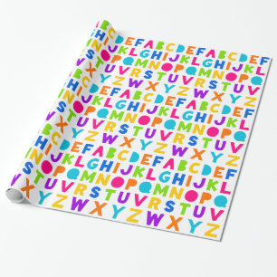 Farbiges Regenbogen ABC Alphabet Wrapping Paper Geschenkpapier
