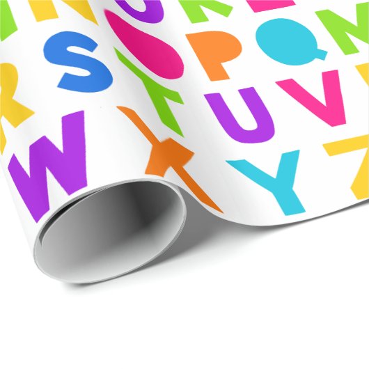 Farbiges Regenbogen ABC Alphabet Wrapping Paper Geschenkpapier (Rolleneckpunkt)