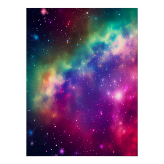 Farbiges Regenbogen-Cosmic Burst Glossy Poster (Vorderseite)