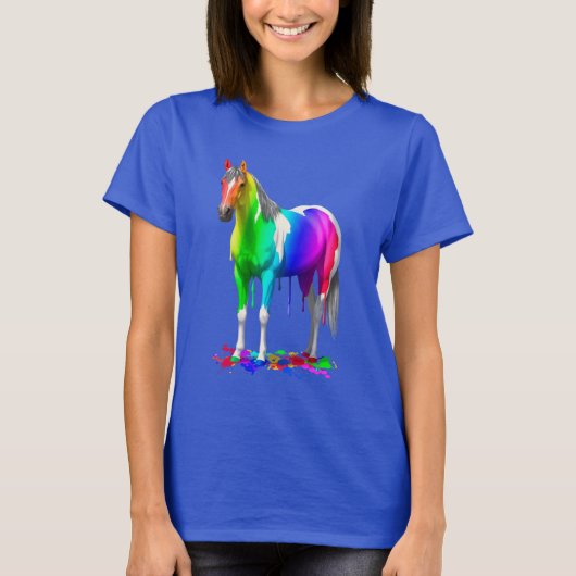 Farbiges Regenbogen-Dripping T-Shirt (Vorderseite)