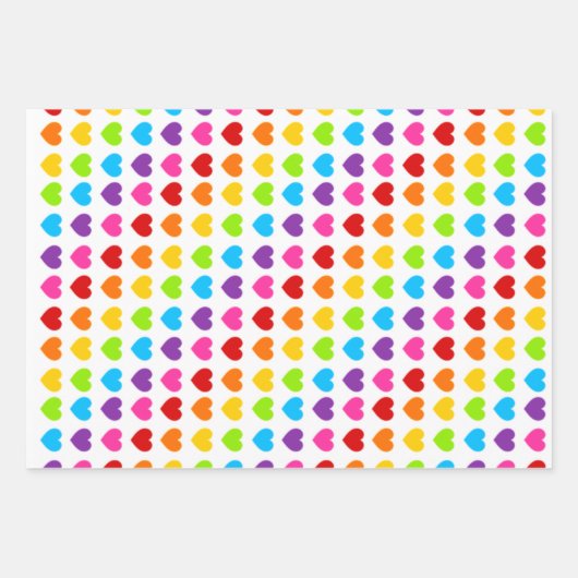 Farbiges Regenbogen-Herzmuster Geschenkpapier Set (Vorderseite 3)